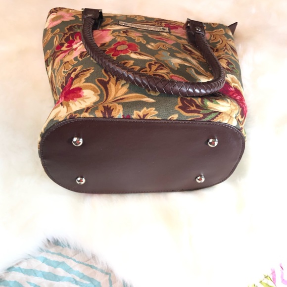 Longaberger Green Floral Braided Strap Handbag - Picture 5 of 7